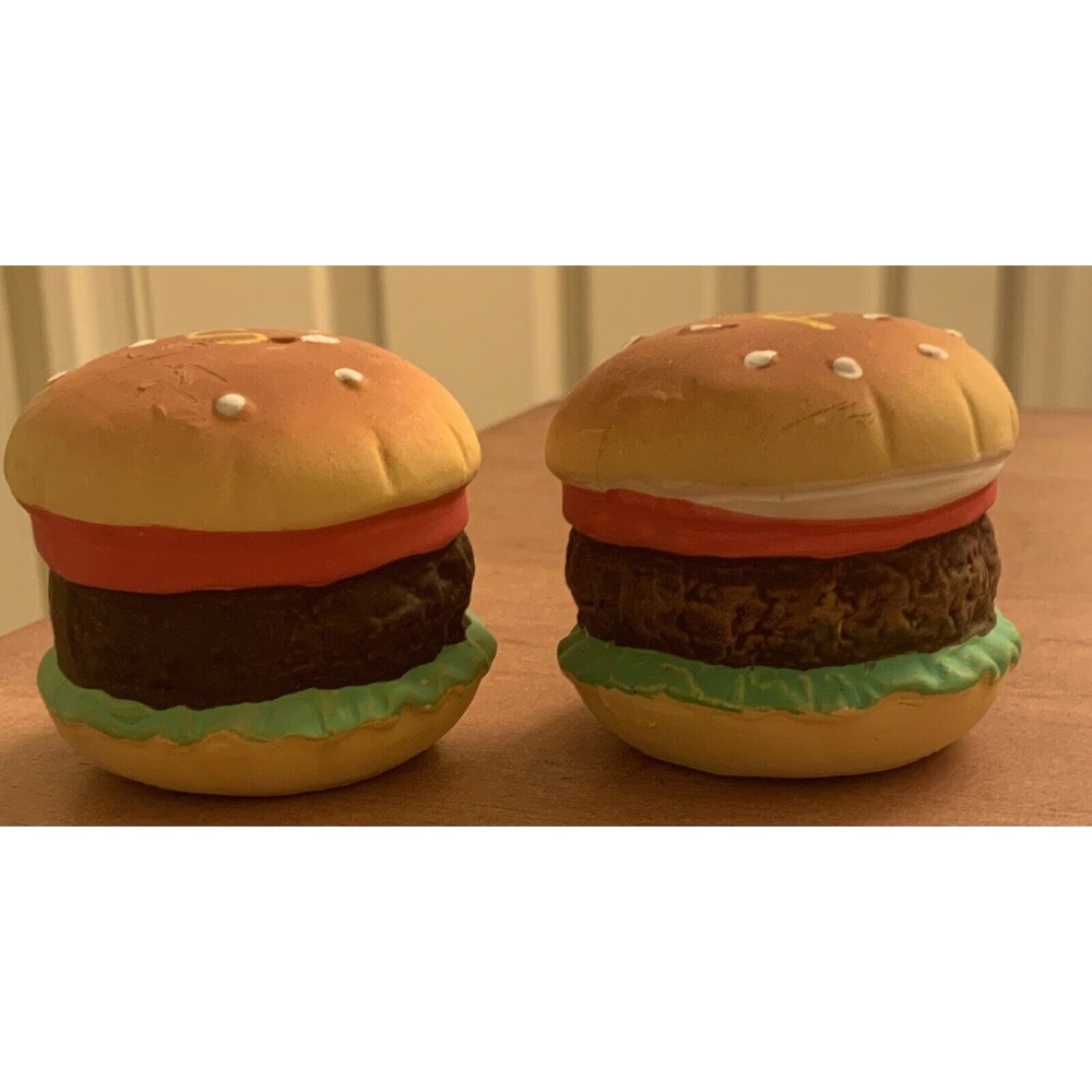 Vintage hamburger Ceramic Salt & Pepper Shakers Set Japan Painted